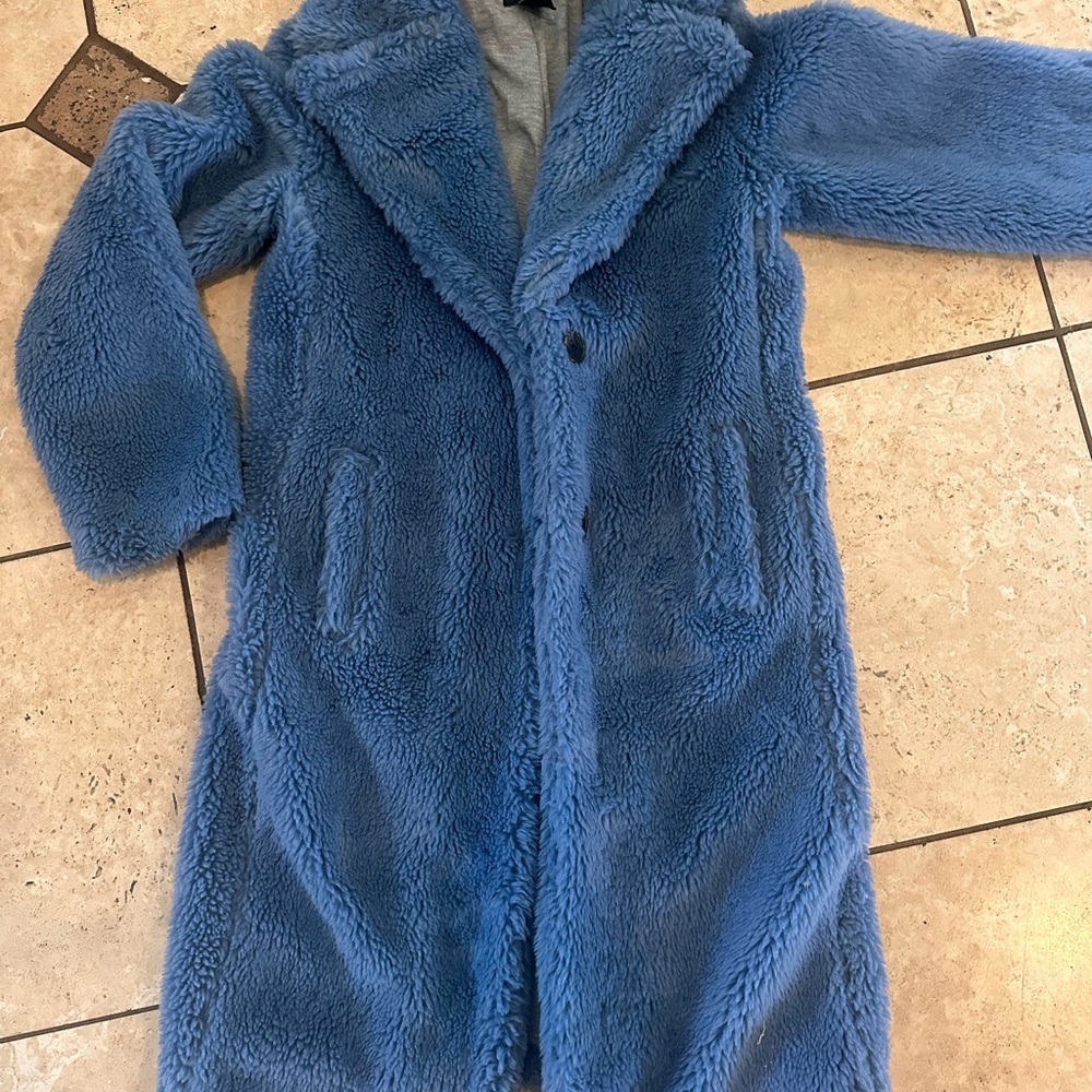 Urban Outfitters Blue Faux Shearling Teddy Coat